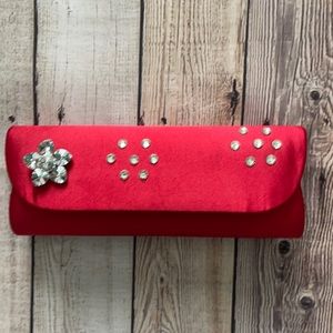 Satin Red Formal Dress Clutch Shoulder Purse